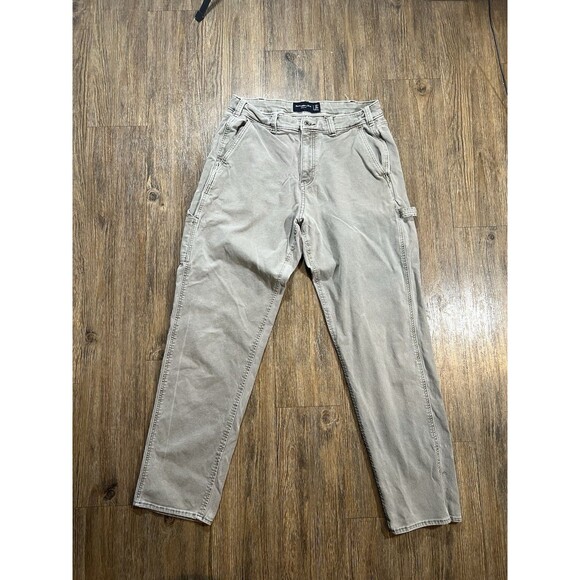 Abercrombie & Fitch Men's Stretch Fit Olive Green Carpenter Pants Size 30x32 - Picture 1 of 10